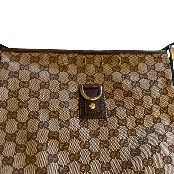 Gucci Logo Abbey GG Pattern D-Ring Canvas/Leather Crossbody Shoulder Bag Brown - Picture 12 of 16